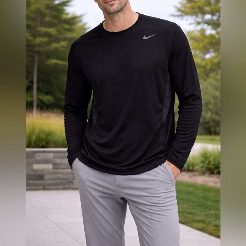 Nike Dri-FIT Men’s Long Sleeve Black Training Shirt Medium